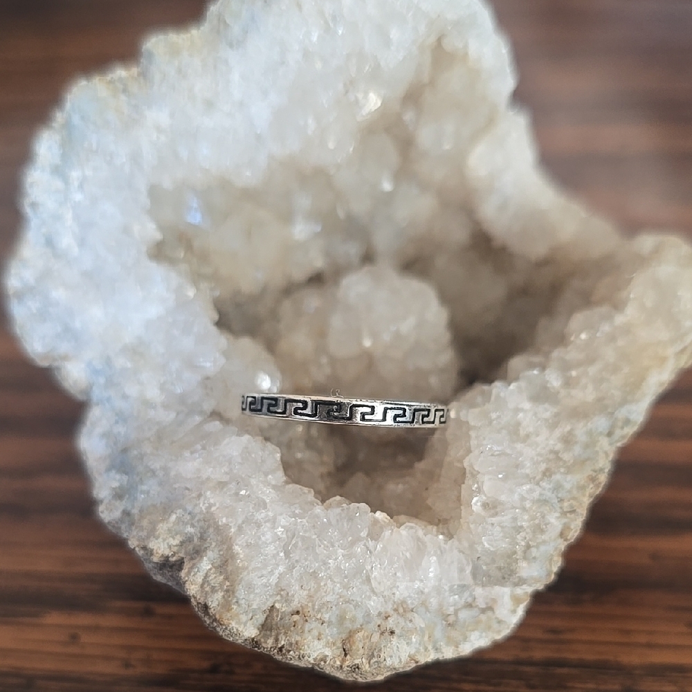 Elegant Silver Engraved Aztec Style Ring